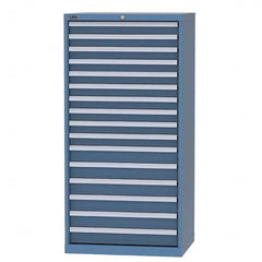 LISTA - 15 Drawer, 93 Compartment Bright Blue Steel Modular Storage Cabinet - Exact Tooling