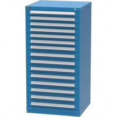 Vidmar - 15 Drawer, 124 Compartment Bright Blue Steel Modular Storage Cabinet - Exact Tooling