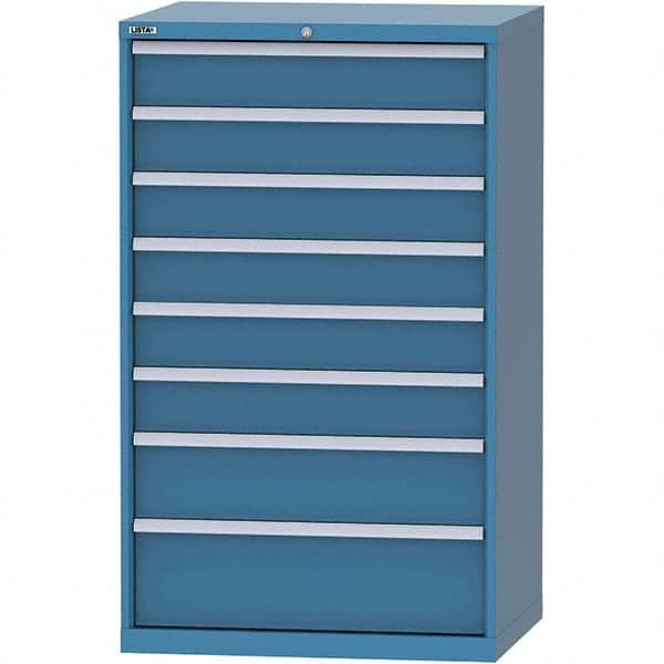 LISTA - 8 Drawer, 84 Compartment Bright Blue Steel Modular Storage Cabinet - Exact Tooling
