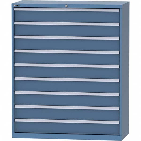 LISTA - 9 Drawer, 99 Compartment Bright Blue Steel Modular Storage Cabinet - Exact Tooling