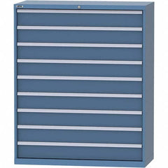 LISTA - 9 Drawer, 99 Compartment Bright Blue Steel Modular Storage Cabinet - Exact Tooling