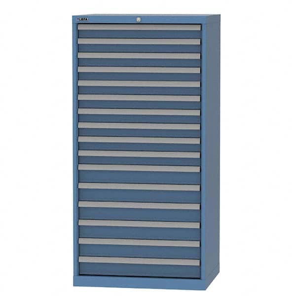 LISTA - 16 Drawer, 93 Compartment Bright Blue Steel Modular Storage Cabinet - Exact Tooling