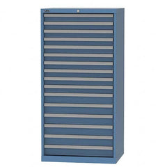LISTA - 16 Drawer, 93 Compartment Bright Blue Steel Modular Storage Cabinet - Exact Tooling