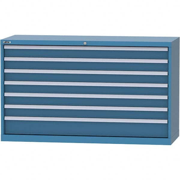 LISTA - 7 Drawer, 84 Compartment Bright Blue Steel Modular Storage Cabinet - Exact Tooling