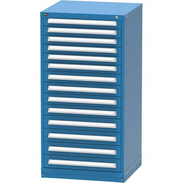 Vidmar - 14 Drawer, 124 Compartment Bright Blue Steel Modular Storage Cabinet - Exact Tooling