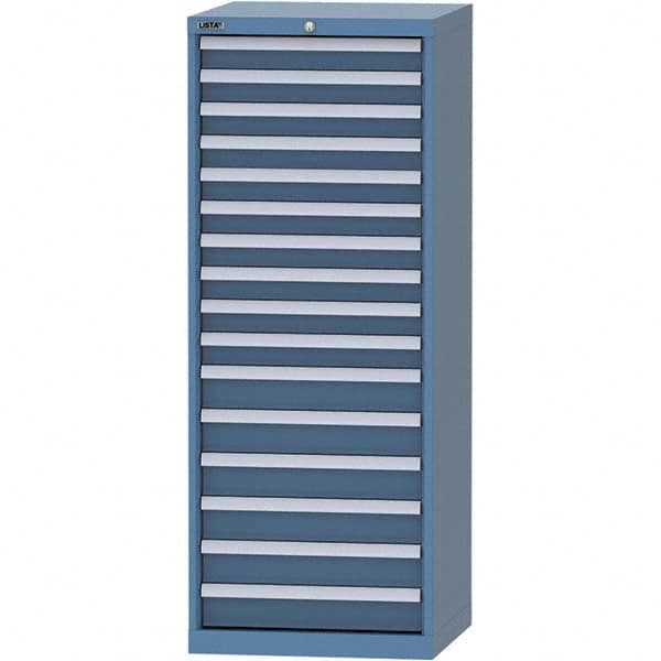 LISTA - 16 Drawer, 84 Compartment Bright Blue Steel Modular Storage Cabinet - Exact Tooling