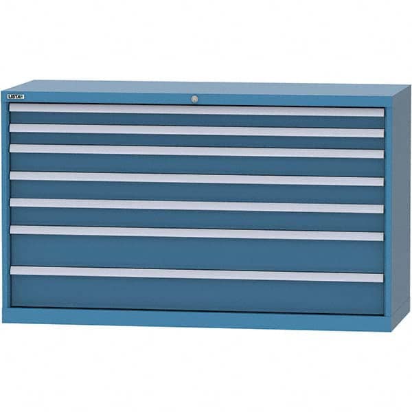 LISTA - 7 Drawer, 84 Compartment Bright Blue Steel Modular Storage Cabinet - Exact Tooling