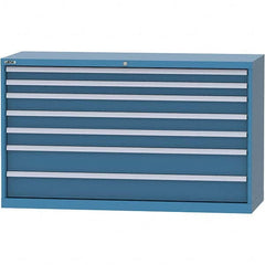 LISTA - 7 Drawer, 84 Compartment Bright Blue Steel Modular Storage Cabinet - Exact Tooling