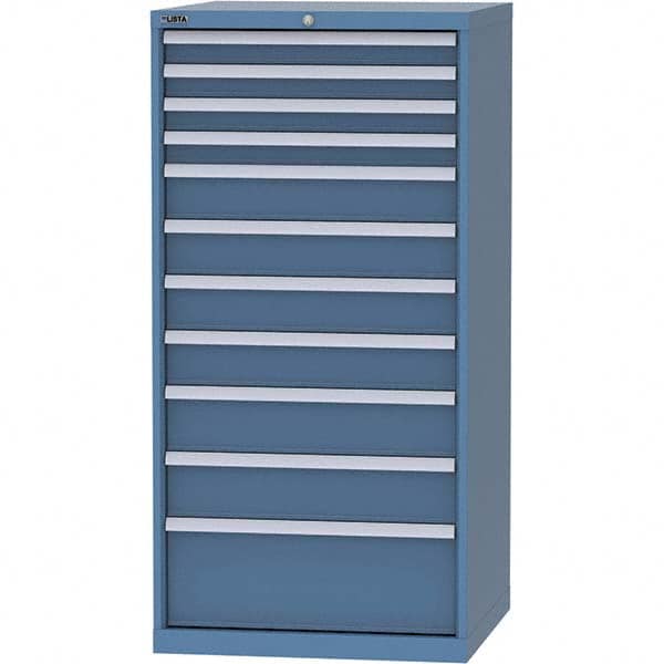 LISTA - 11 Drawer, 124 Compartment Bright Blue Steel Modular Storage Cabinet - Exact Tooling