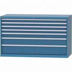 LISTA - 7 Drawer, 84 Compartment Bright Blue Steel Modular Storage Cabinet - Exact Tooling