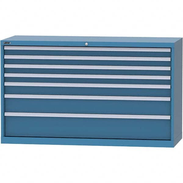 LISTA - 7 Drawer, 84 Compartment Bright Blue Steel Modular Storage Cabinet - Exact Tooling
