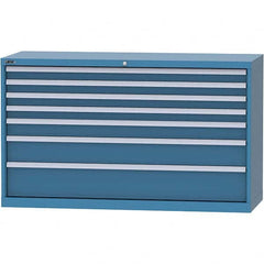 LISTA - 7 Drawer, 84 Compartment Bright Blue Steel Modular Storage Cabinet - Exact Tooling