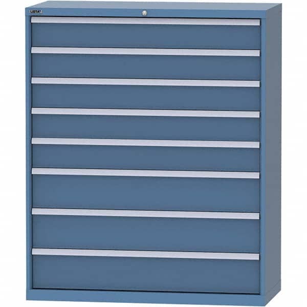 LISTA - 8 Drawer, 99 Compartment Bright Blue Steel Modular Storage Cabinet - Exact Tooling