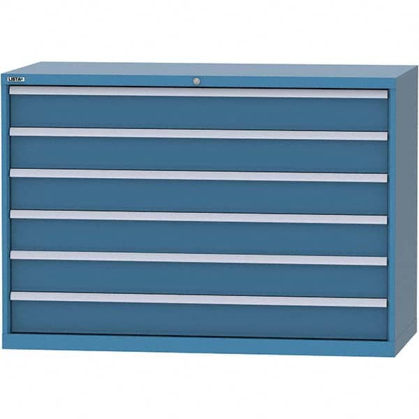 LISTA - 6 Drawer, 84 Compartment Bright Blue Steel Modular Storage Cabinet - Exact Tooling