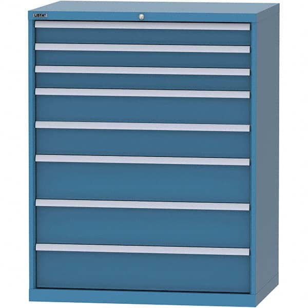 LISTA - 8 Drawer, 99 Compartment Bright Blue Steel Modular Storage Cabinet - Exact Tooling
