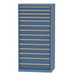 LISTA - 14 Drawer, 93 Compartment Bright Blue Steel Modular Storage Cabinet - Exact Tooling