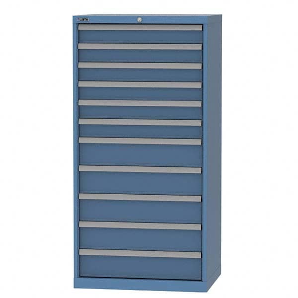 LISTA - 11 Drawer, 93 Compartment Bright Blue Steel Modular Storage Cabinet - Exact Tooling