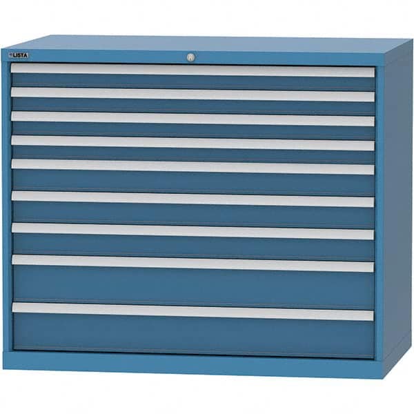 LISTA - 9 Drawer, 99 Compartment Bright Blue Steel Modular Storage Cabinet - Exact Tooling