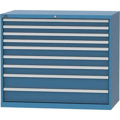 LISTA - 9 Drawer, 99 Compartment Bright Blue Steel Modular Storage Cabinet - Exact Tooling