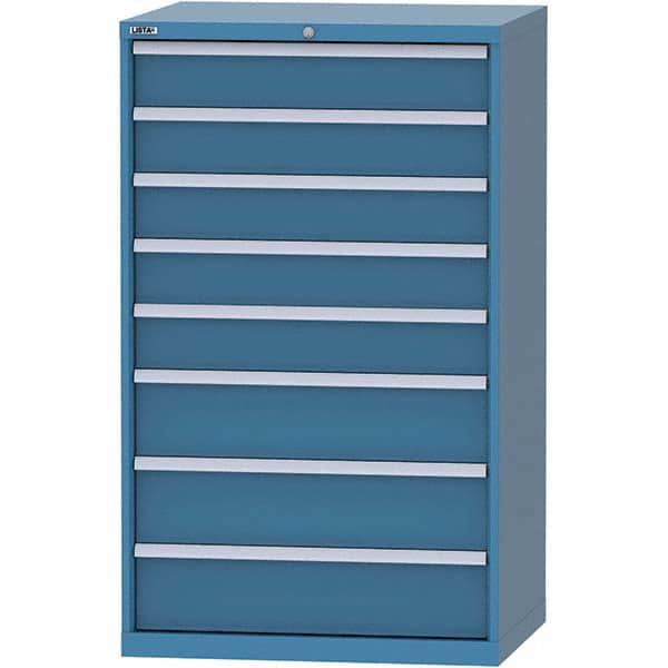 LISTA - 8 Drawer, 84 Compartment Bright Blue Steel Modular Storage Cabinet - Exact Tooling