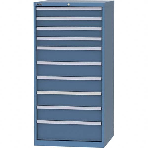 LISTA - 10 Drawer, 124 Compartment Bright Blue Steel Modular Storage Cabinet - Exact Tooling