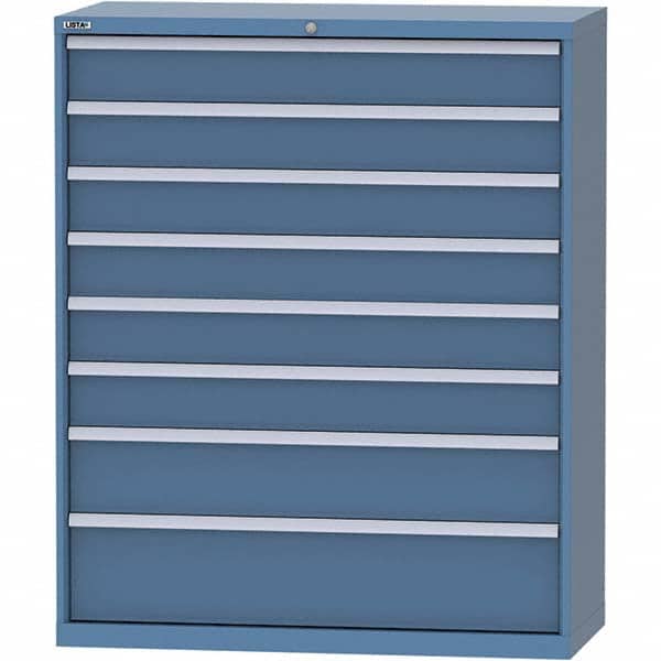 LISTA - 8 Drawer, 99 Compartment Bright Blue Steel Modular Storage Cabinet - Exact Tooling