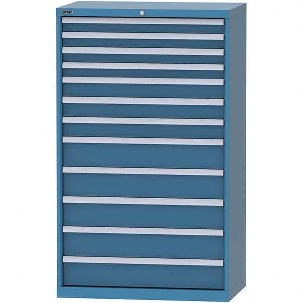 LISTA - 12 Drawer, 84 Compartment Bright Blue Steel Modular Storage Cabinet - Exact Tooling