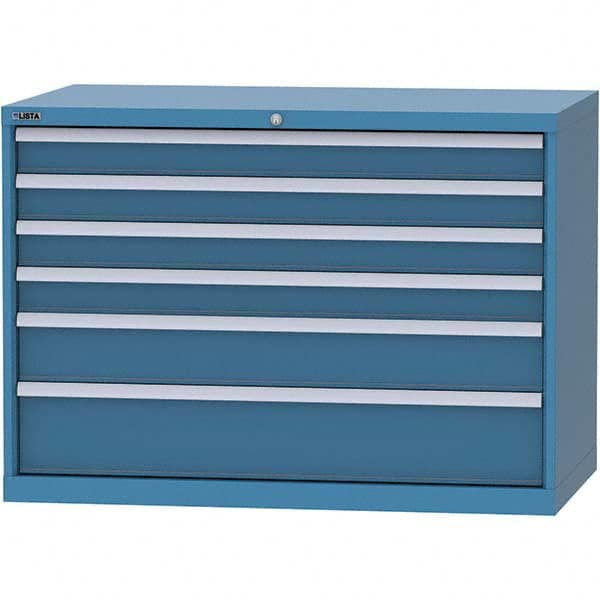LISTA - 6 Drawer, 99 Compartment Bright Blue Steel Modular Storage Cabinet - Exact Tooling