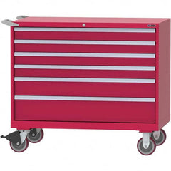 LISTA - 6 Drawer, 99 Compartment Red Steel Modular Storage Cabinet - Exact Tooling