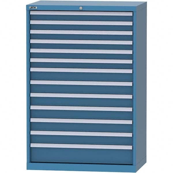 LISTA - 13 Drawer, 84 Compartment Bright Blue Steel Modular Storage Cabinet - Exact Tooling