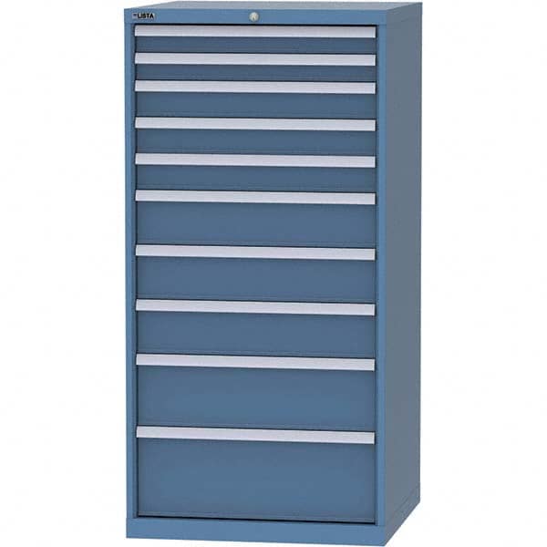 LISTA - 10 Drawer, 124 Compartment Bright Blue Steel Modular Storage Cabinet - Exact Tooling