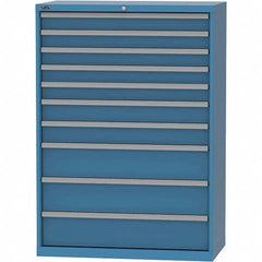 LISTA - 10 Drawer, 84 Compartment Bright Blue Steel Modular Storage Cabinet - Exact Tooling