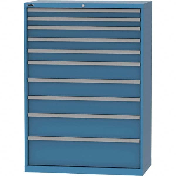 LISTA - 10 Drawer, 84 Compartment Bright Blue Steel Modular Storage Cabinet - Exact Tooling