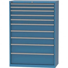 LISTA - 10 Drawer, 84 Compartment Bright Blue Steel Modular Storage Cabinet - Exact Tooling