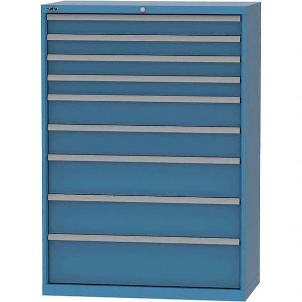 LISTA - 9 Drawer, 84 Compartment Bright Blue Steel Modular Storage Cabinet - Exact Tooling