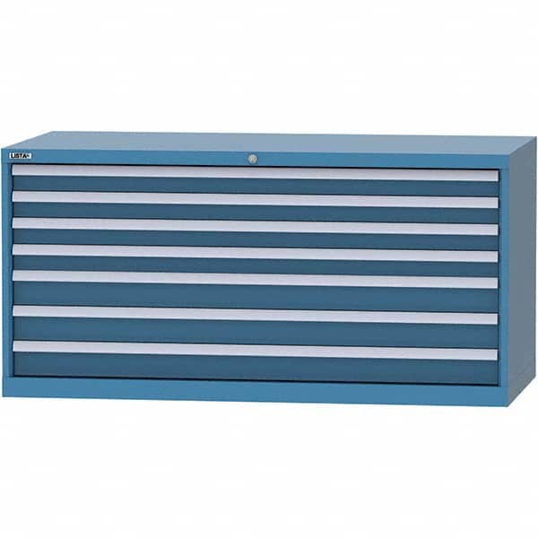 LISTA - 7 Drawer, 84 Compartment Bright Blue Steel Modular Storage Cabinet - Exact Tooling