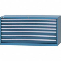 LISTA - 7 Drawer, 84 Compartment Bright Blue Steel Modular Storage Cabinet - Exact Tooling