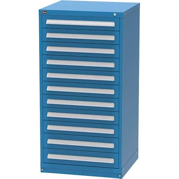 Vidmar - 11 Drawer Bright Blue Steel Modular Storage Cabinet - Exact Tooling