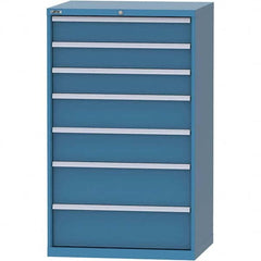 LISTA - 7 Drawer, 84 Compartment Bright Blue Steel Modular Storage Cabinet - Exact Tooling