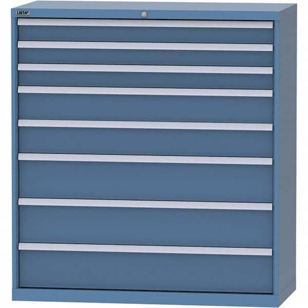 LISTA - 8 Drawer, 99 Compartment Bright Blue Steel Modular Storage Cabinet - Exact Tooling