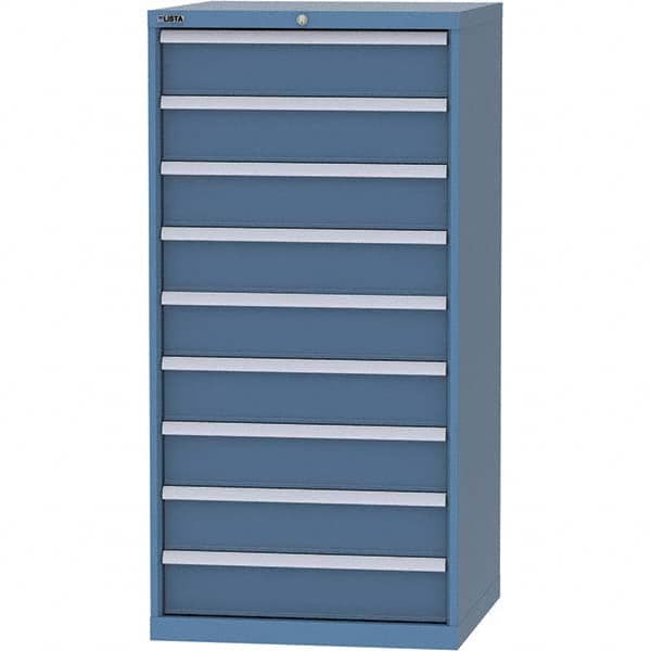LISTA - 9 Drawer, 45 Compartment Bright Blue Steel Modular Storage Cabinet - Exact Tooling