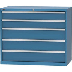 LISTA - 5 Drawer, 99 Compartment Bright Blue Steel Modular Storage Cabinet - Exact Tooling