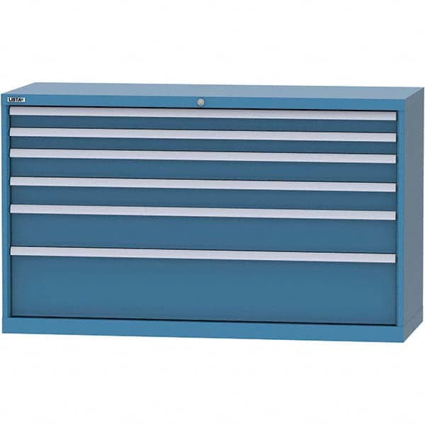 LISTA - 6 Drawer, 84 Compartment Bright Blue Steel Modular Storage Cabinet - Exact Tooling