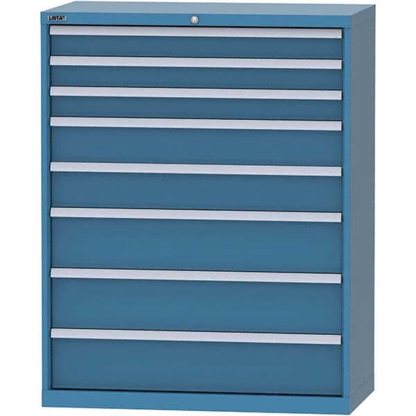 LISTA - 8 Drawer, 84 Compartment Bright Blue Steel Modular Storage Cabinet - Exact Tooling