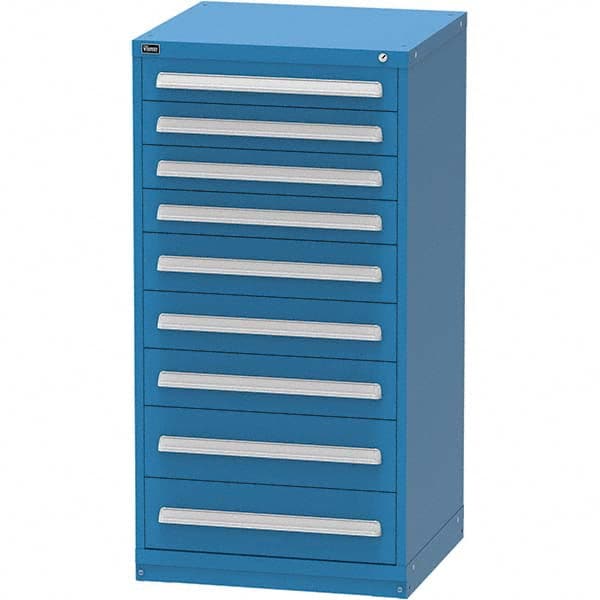Vidmar - 9 Drawer, 124 Compartment Bright Blue Steel Modular Storage Cabinet - Exact Tooling