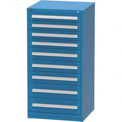 Vidmar - 9 Drawer, 124 Compartment Bright Blue Steel Modular Storage Cabinet - Exact Tooling