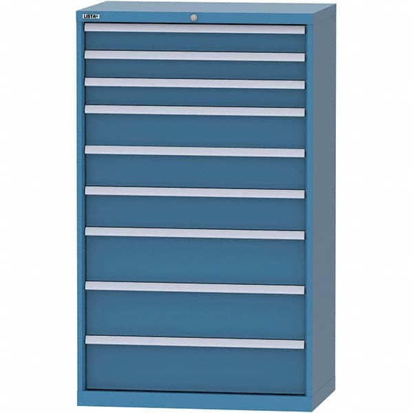 LISTA - 9 Drawer, 84 Compartment Bright Blue Steel Modular Storage Cabinet - Exact Tooling