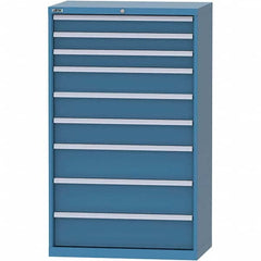 LISTA - 9 Drawer, 84 Compartment Bright Blue Steel Modular Storage Cabinet - Exact Tooling