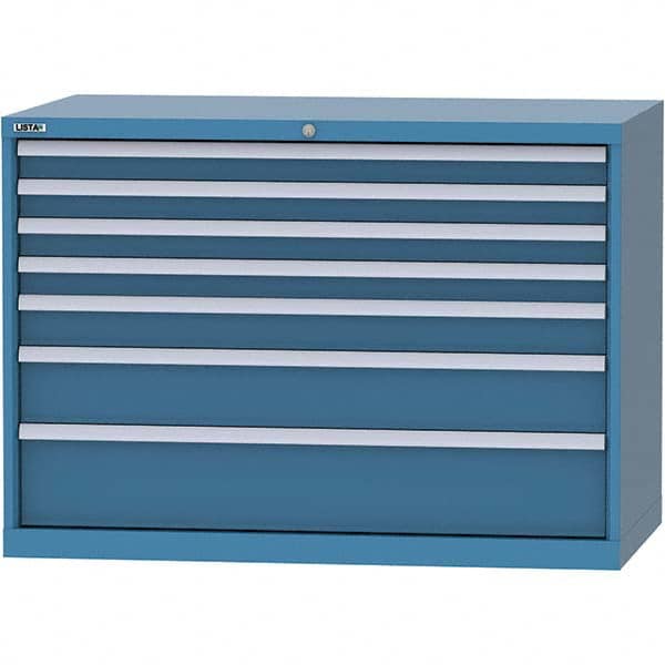 LISTA - 7 Drawer, 99 Compartment Bright Blue Steel Modular Storage Cabinet - Exact Tooling