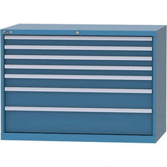 LISTA - 7 Drawer, 99 Compartment Bright Blue Steel Modular Storage Cabinet - Exact Tooling